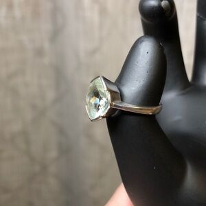 Silver And Green Amethyst Ring